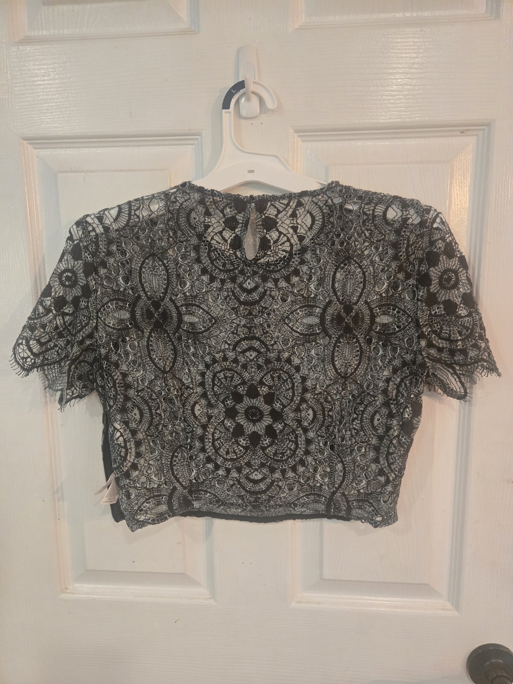 Zara Lace Cropped Overlay Top